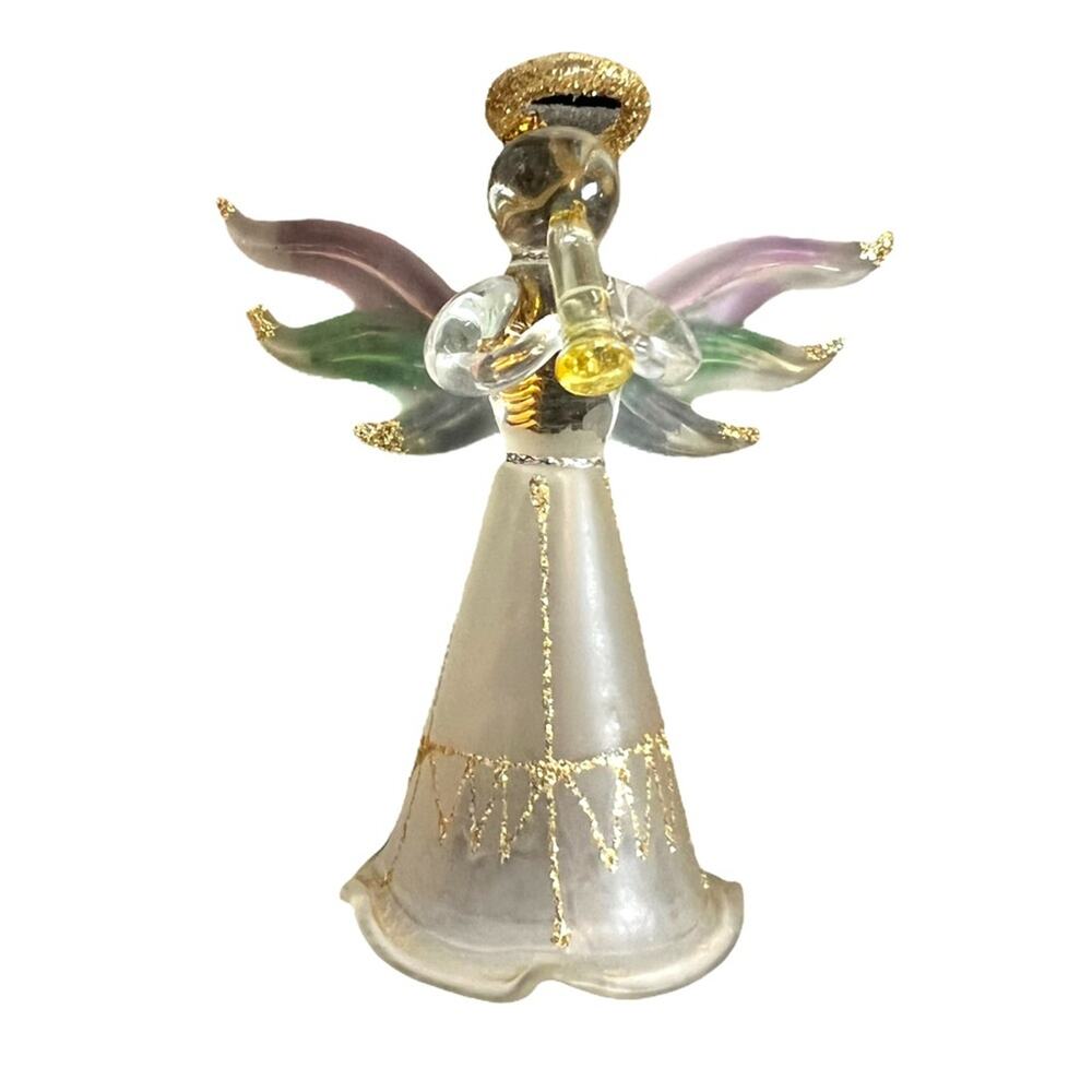 Santas Workbench Ornament Christams 2004 Hand Spun Glass Angel With Wings New